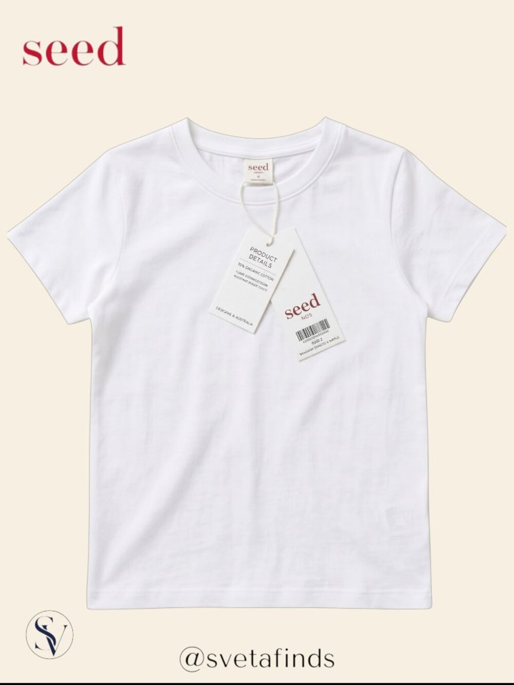 NWT Seed Heritage Kids White Essential Cotton Tee Shirt Size 2T
